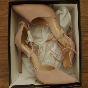 Lulu's dani dusty rose suede heels